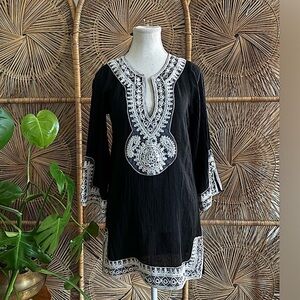DEBBIE KATZ South Beach Shanti Mirror Cotton Gauze Tunic Swim Cover-Up